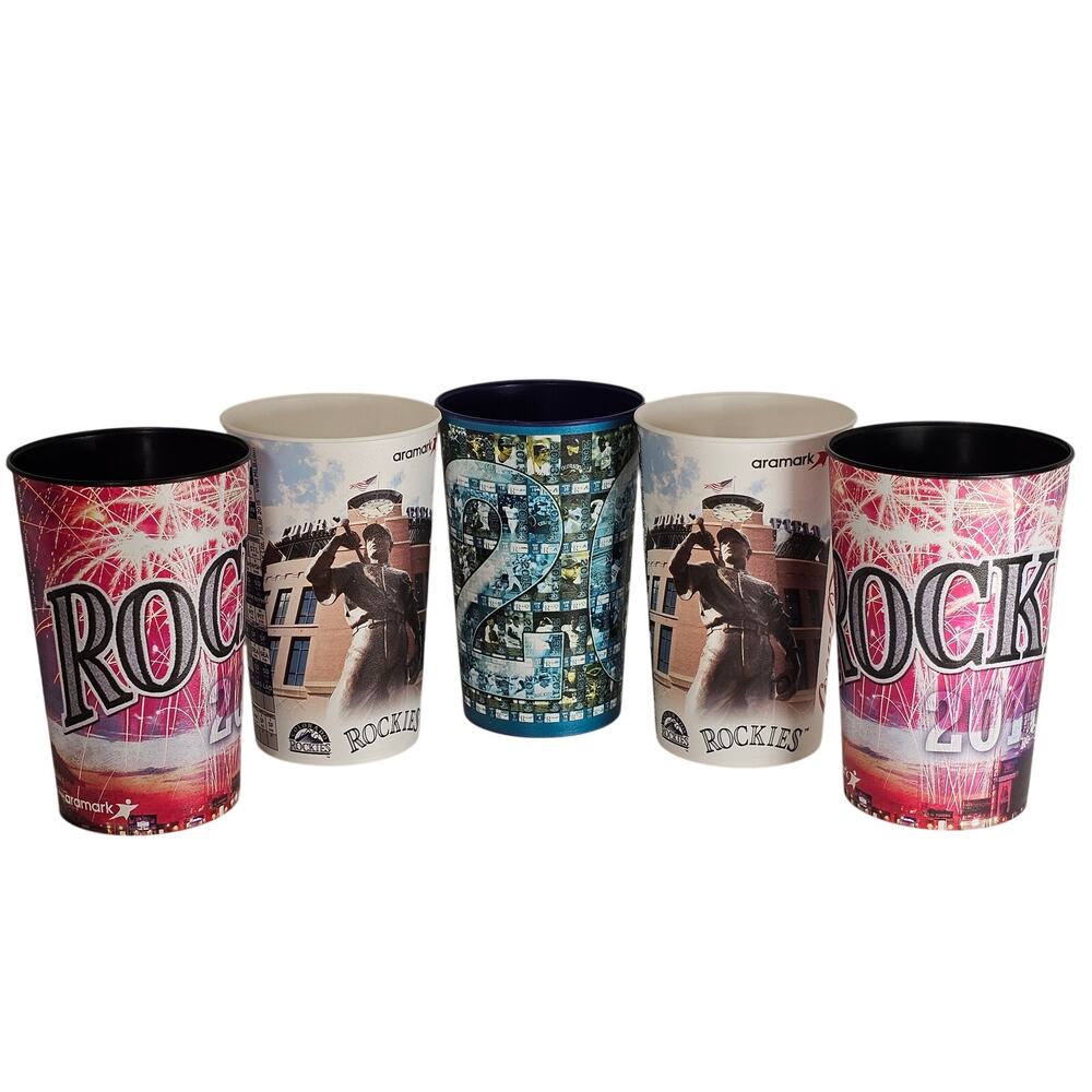 Colorado Rockies Plastic Souvenir Cups MLB Aramark 2013-2015 Lot of 5